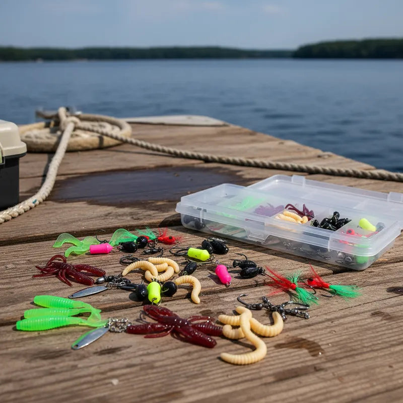 Kit 108 Unidades Iscas Artificiais Pesca Tilapia Peixes Cor Azul