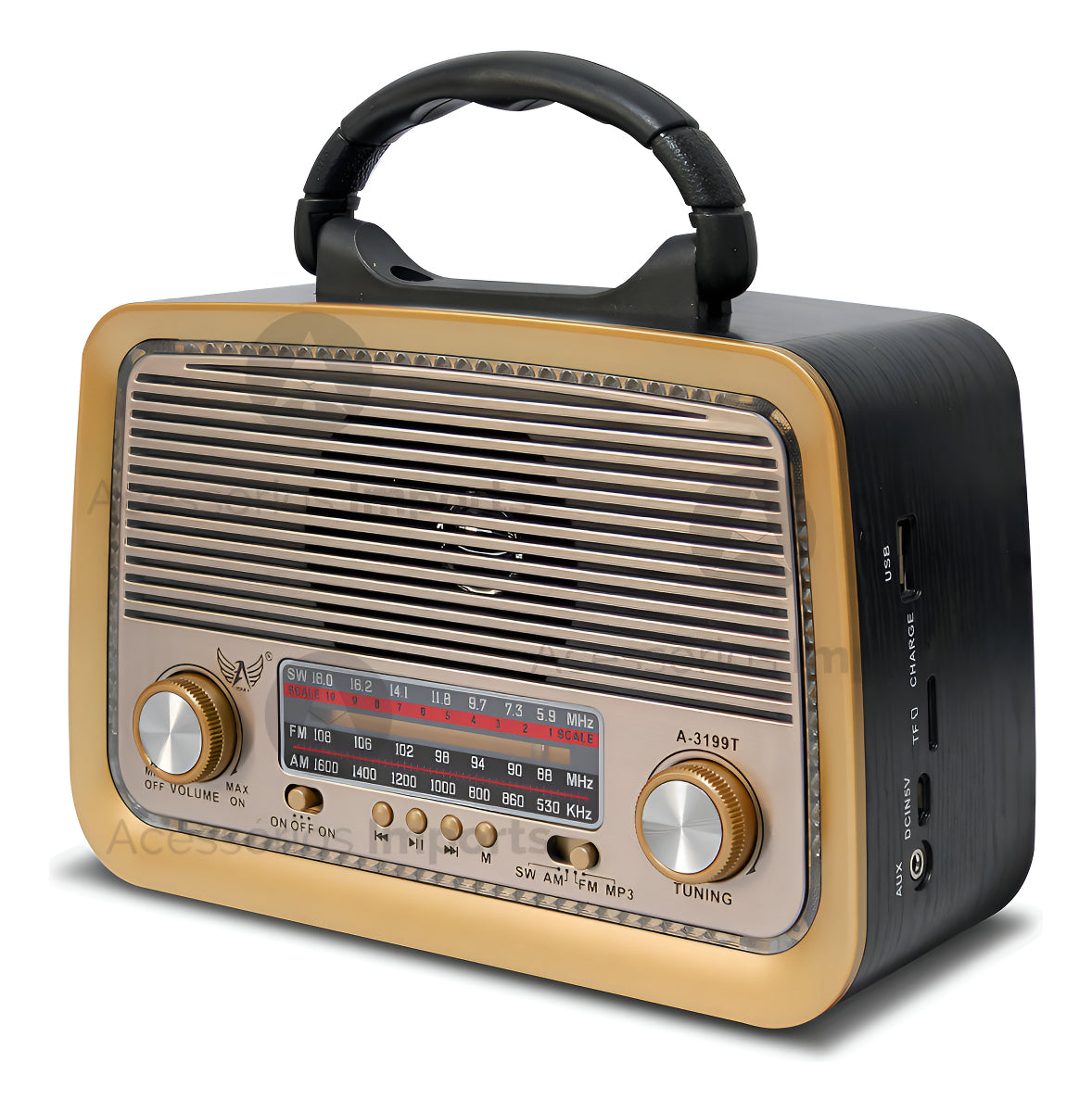 Caixa De Som Retro Bluetooth Radio Fm Usb Vintage Lanterna Cor Preto