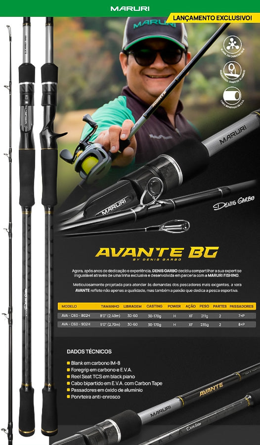Vara Maruri Avante (2,40m) 30-60lbs 2 Pt cor preto e prata