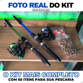 Pescamping Kit Pesca Completo 2 Varas Telescópica Fibra De Vidro E 2 Molinetes Leve Com Linha - Com Acessórios Bóias Chumbadas Anzóis Isca E Mais Tralha Quite De Pescaria