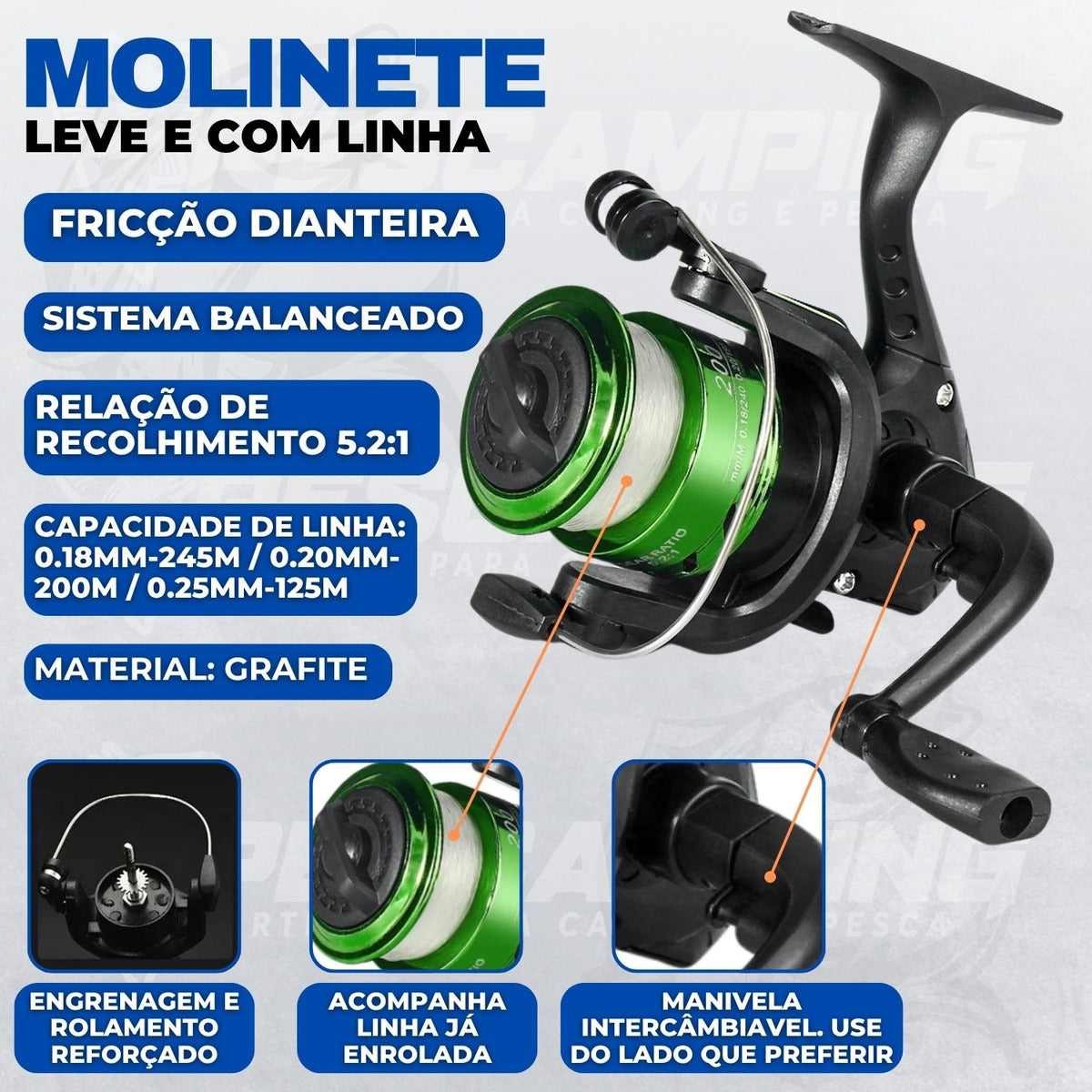 Pescamping Kit Pesca Completo 2 Varas Telescópica Fibra De Vidro E 2 Molinetes Leve Com Linha - Com Acessórios Bóias Chumbadas Anzóis Isca E Mais Tralha Quite De Pescaria