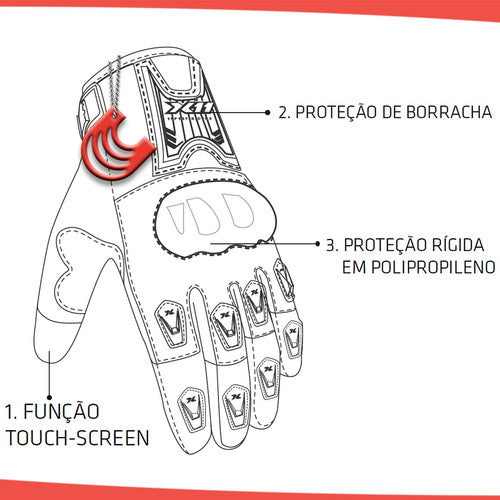 Luva X11 Masculina Blackout 2 Touch Verão Motociclista Moto