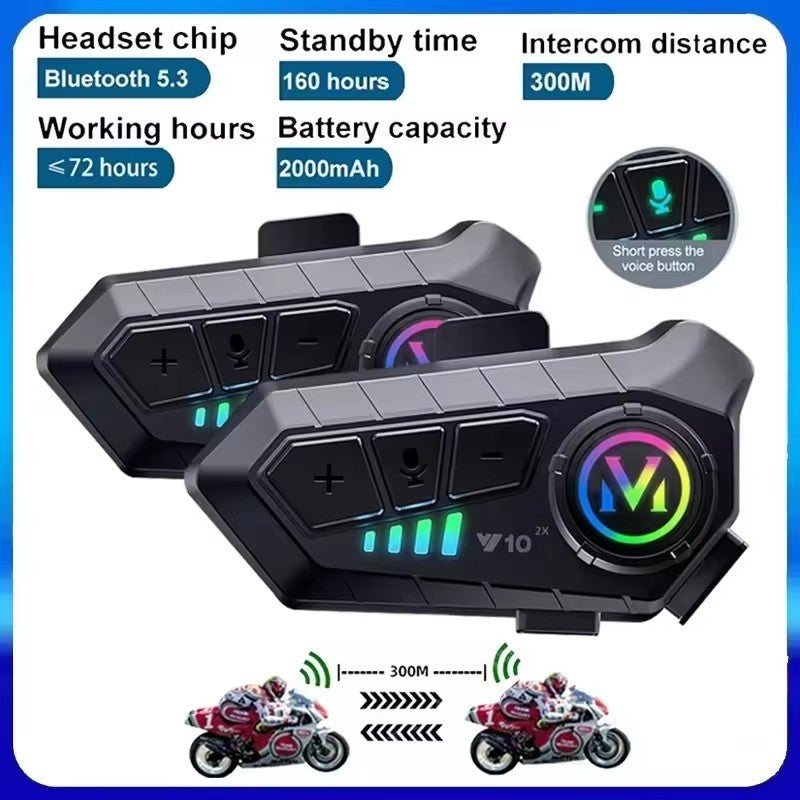 1/2Pcs Intercomunicador Sem Fio Bluetooth Para Motocicleta 300M Redução De Ruído À Prova D'água 2 Interfone De Comunicação Do Motociclista